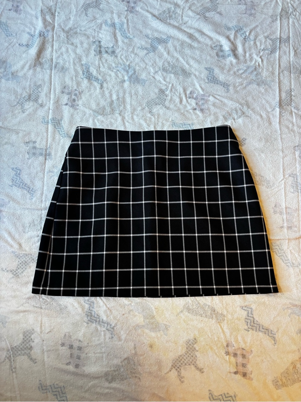 Urban Outfitters Black Mini Skirt with White Windowpane Grid
